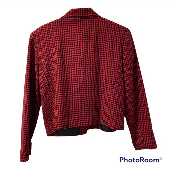 David N Petites Women’s Full Zip Houndstooth Jacket Lined Two Side Front Pockets - Picture 2 of 6